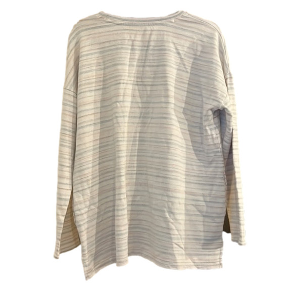 Pure Jill Reversed Stripes Women's Sweatshirt Long Sleeve On-Seam Pockets Medium - Picture 2 of 6